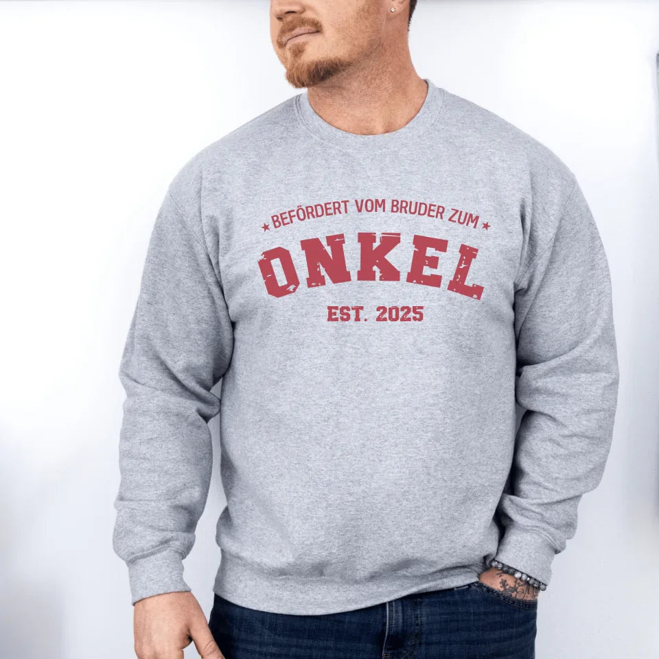 Printify 1Personalisierbares Sweatshirt befördert zum Onkel Sweatshirt befördert zum Onkel Sport Grey