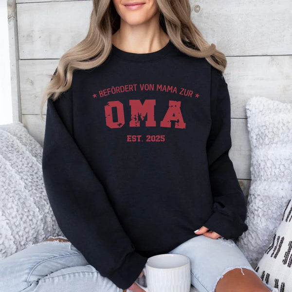 1Personalisierbares Sweatshirt befördert zur Oma
