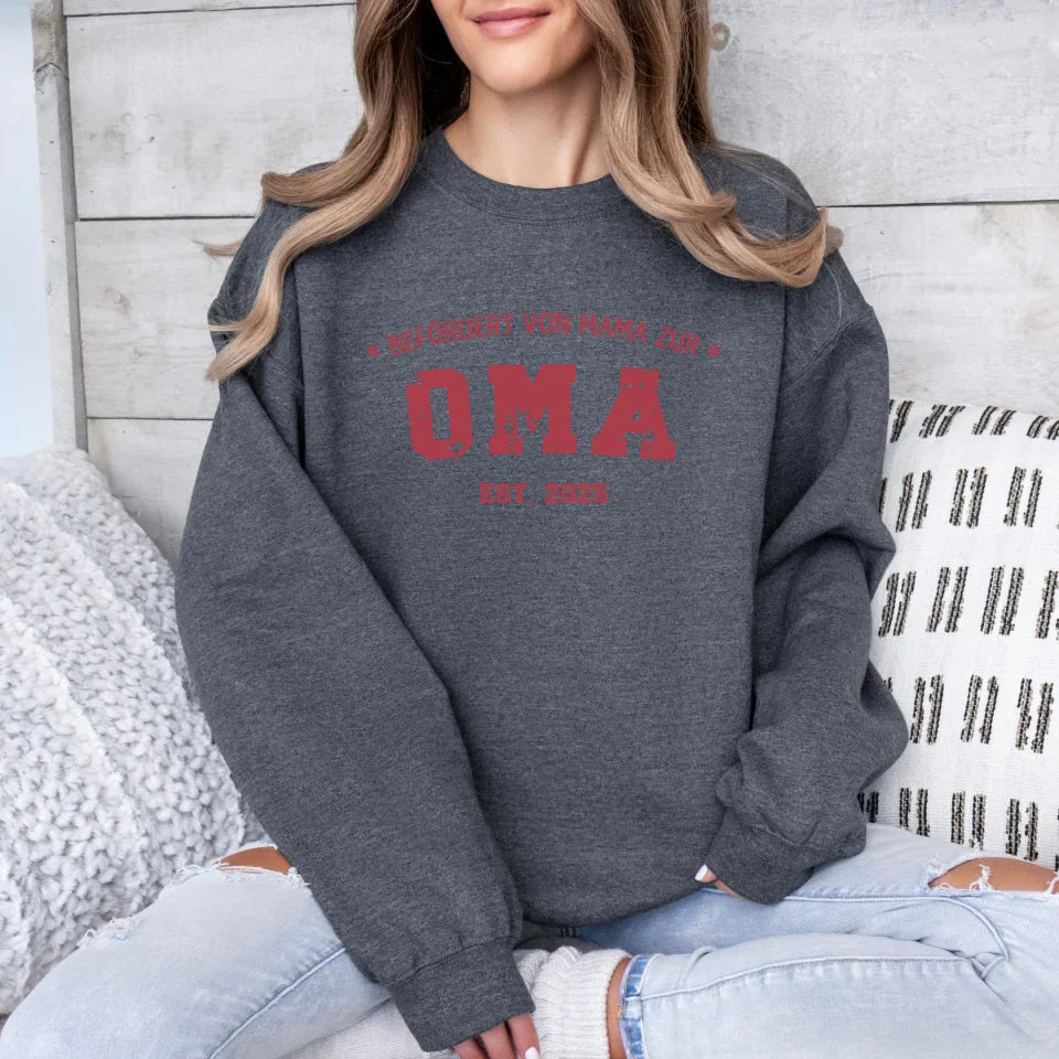 Printify 1Personalisierbares Sweatshirt befördert zur Oma Sweatshirts befördert zur Oma Dark Heather
