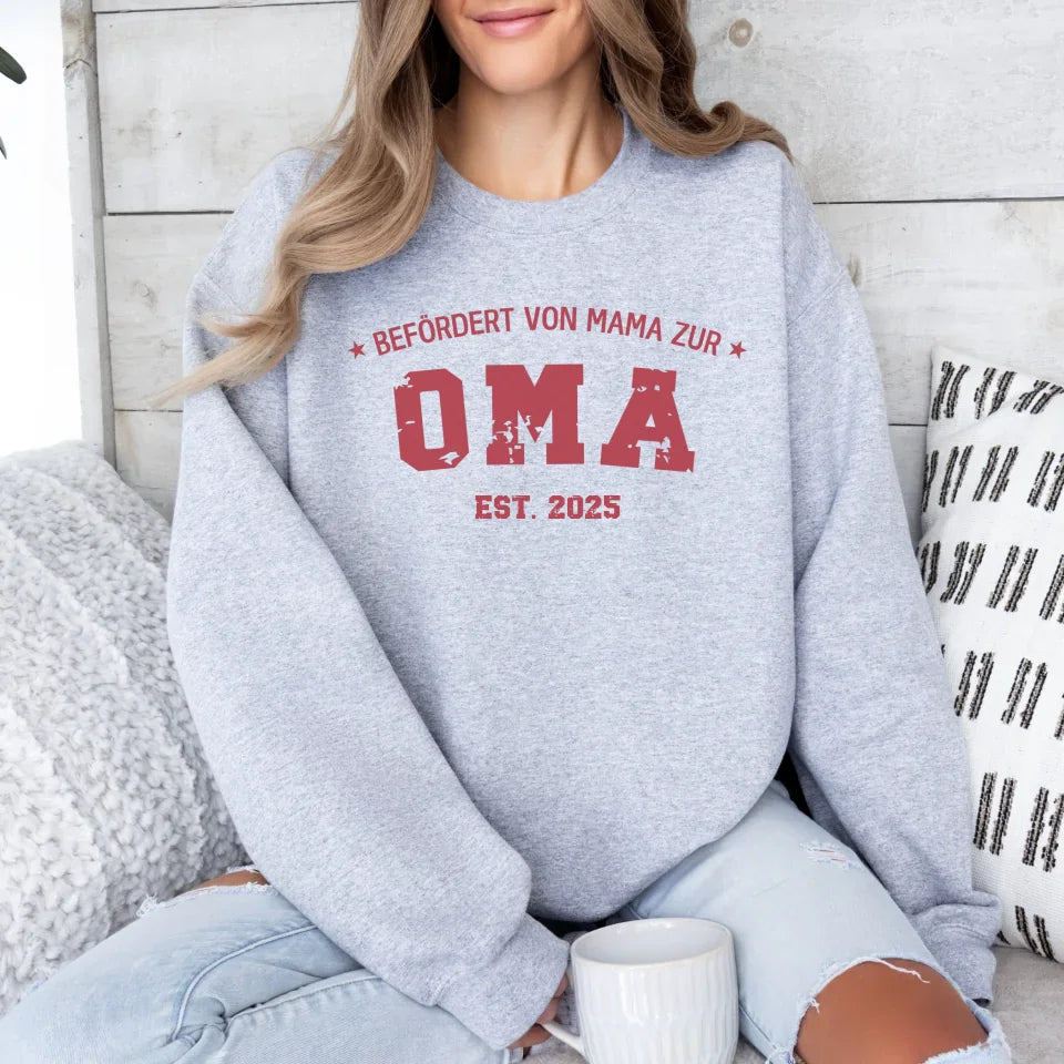 Printify 1Personalisierbares Sweatshirt befördert zur Oma Sweatshirts befördert zur Oma Sport Grey