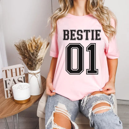Printify T-Shirt Bestie number one Bestie T-Shirt 6 Pink personalisiert