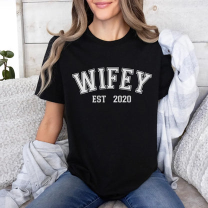 Printify T-Shirt Couple Sport T-Shirt Couple Wifey sport Black