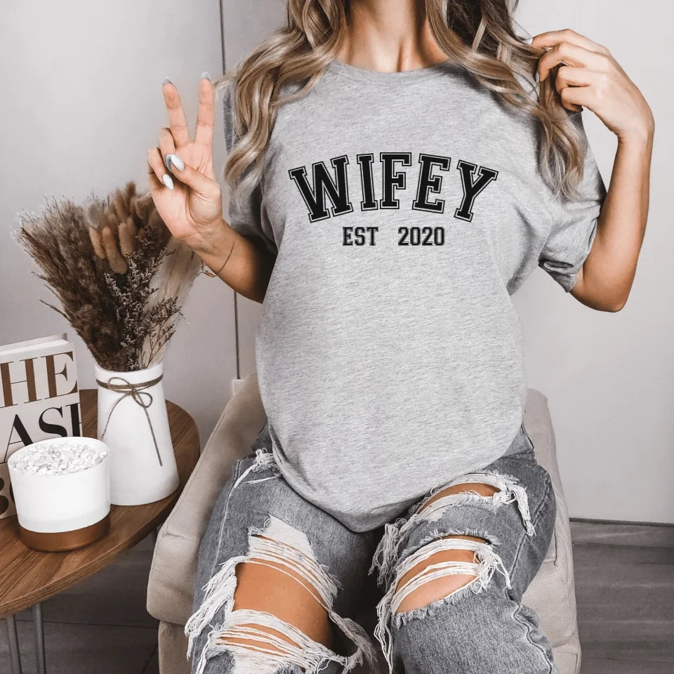 Printify T-Shirt Couple Sport T-Shirt Couple Wifey sport Athletic Heather