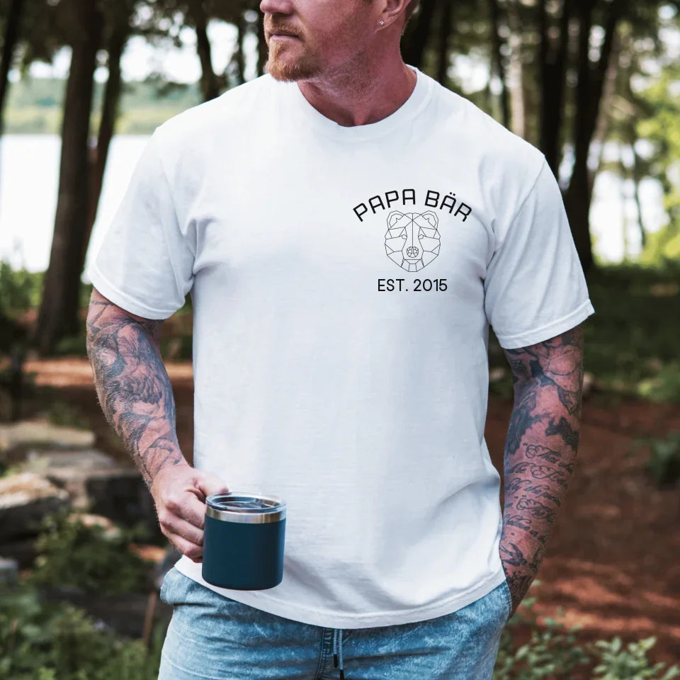 Printify Personalisierbares T-Shirt Papa Bär T-Shirt Papa Design 4 White