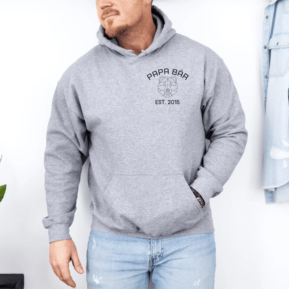 Printify Personalisierbarer Hoodie Papa Bär Hoodie Bären Papa Sport Grey