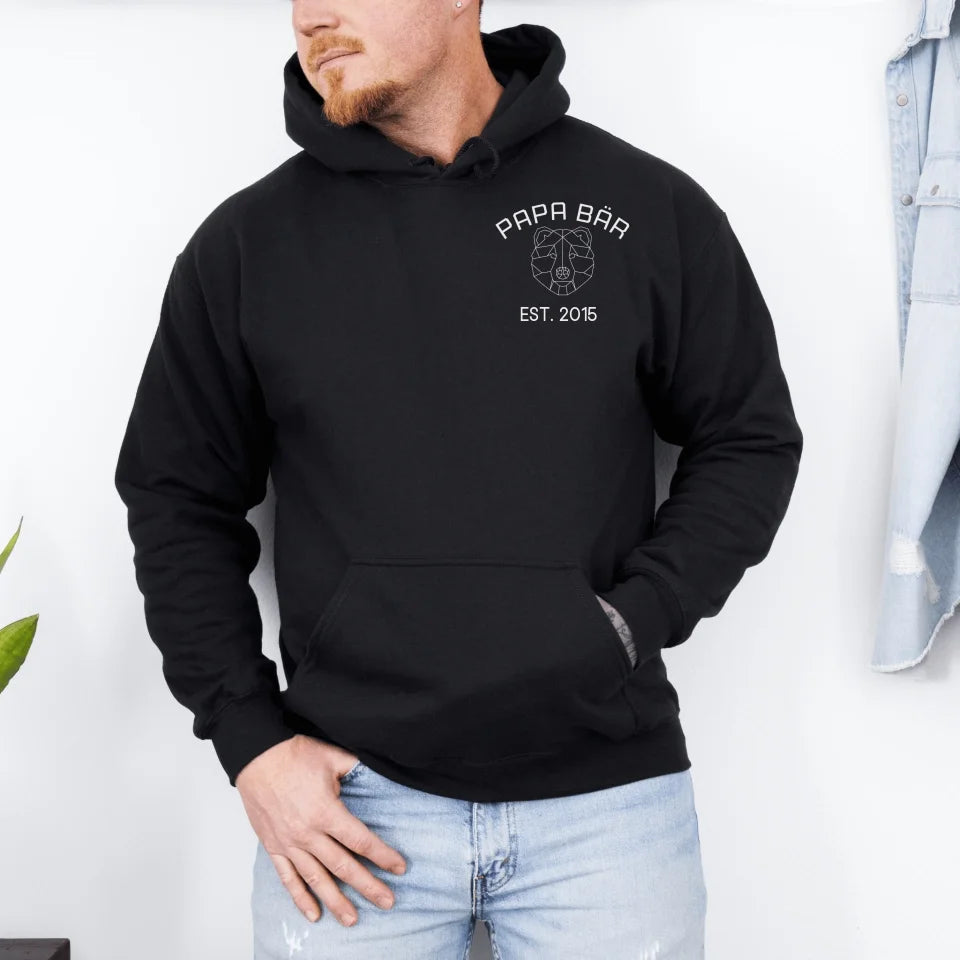 Printify Personalisierbarer Hoodie Papa Bär Hoodie Bären Papa Black