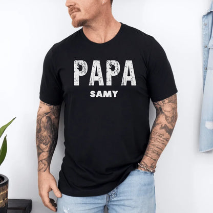 Printify T-Shirt Papa personalisiert mit Namen T-Shirt Papa Design 5 Black