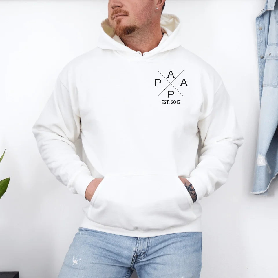 mamagibt Personalisierter Hoodie Papa Kreuz Design Hoodie Papa Kreuz Design White