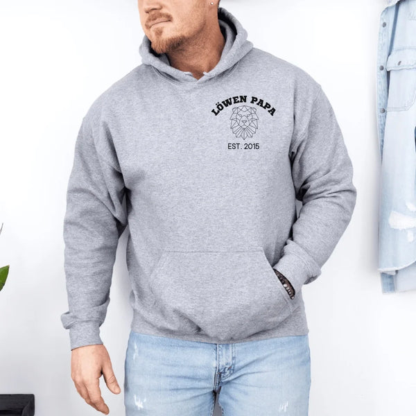Hoodie Löwen Papa mit Datum personalisiert