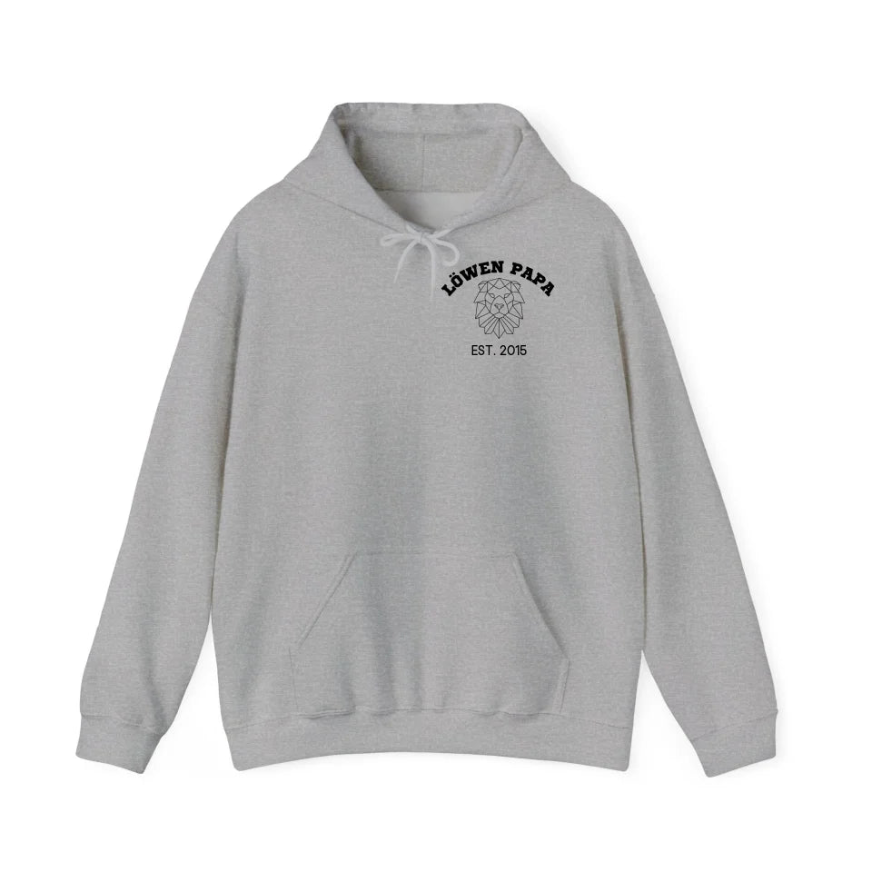 Printify Hoodie Löwen Papa mit Datum personalisiert