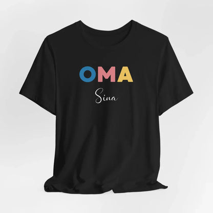Printify Buntes personalisierbares Oma T-Shirt mit Namen T-Shirt Oma Design 9 Black