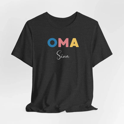 Printify Buntes personalisierbares Oma T-Shirt mit Namen T-Shirt Oma Design 9 Dark Grey Heather