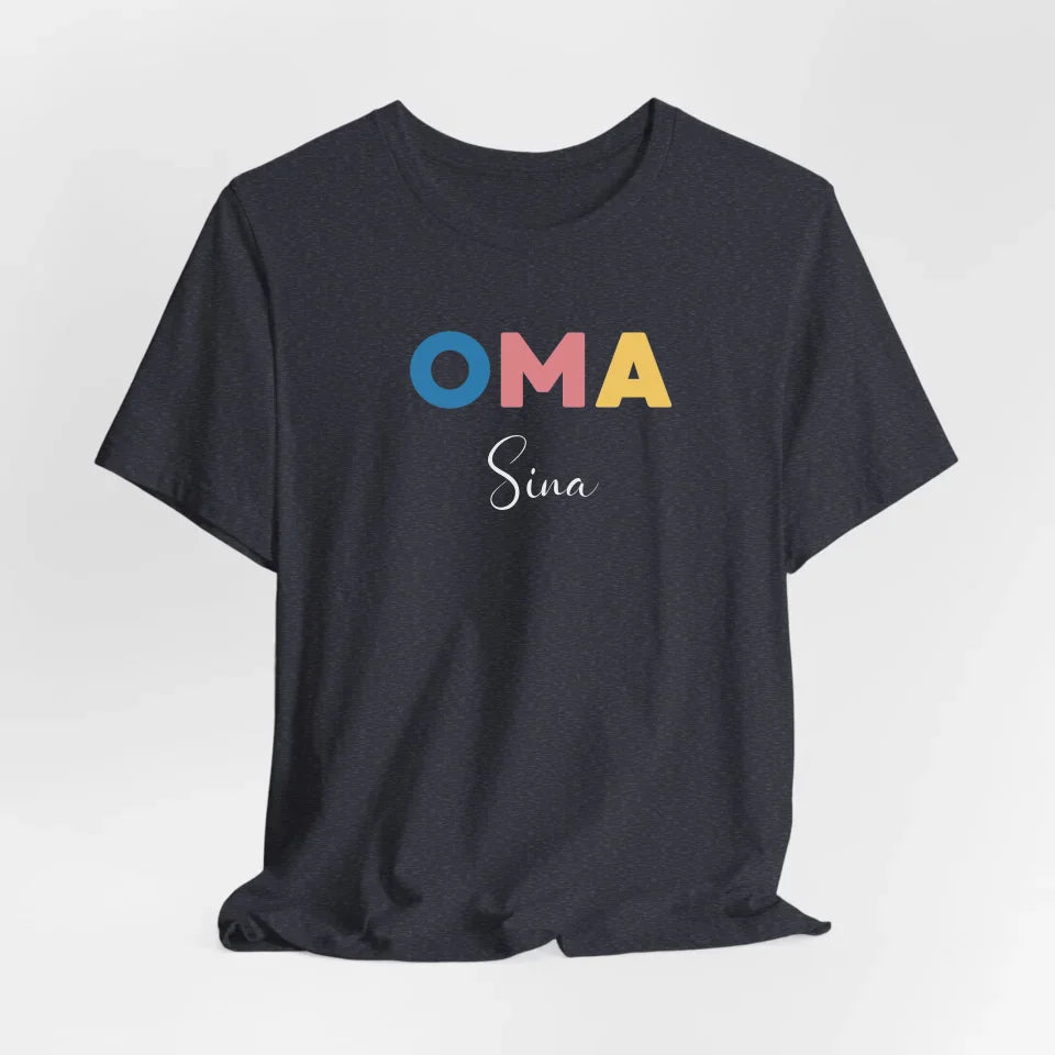 Printify Buntes personalisierbares Oma T-Shirt mit Namen T-Shirt Oma Design 9 Heather Navy