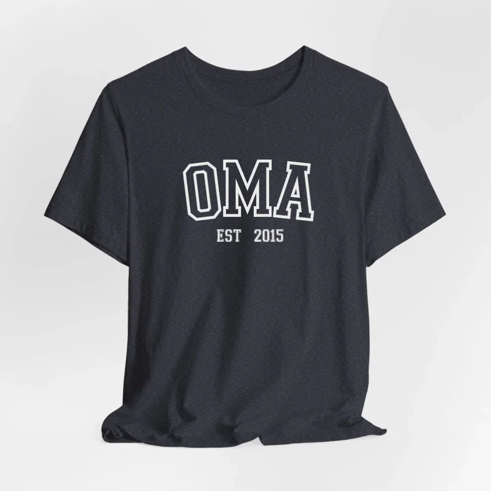 Printify Sportliches Oma T-Shirt mit Datum personalisiert T-Shirt Oma Design 7 Heather Navy