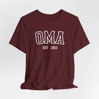 Printify Sportliches Oma T-Shirt mit Datum personalisiert T-Shirt Oma Design 7 Maroon