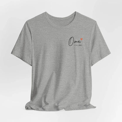 Printify Oma T-Shirt personalisiert mit Datum T-Shirt Oma Design 1 Athletic Heather