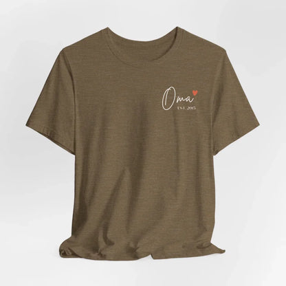 Printify Oma T-Shirt personalisiert mit Datum T-Shirt Oma Design 1 Heather Olive