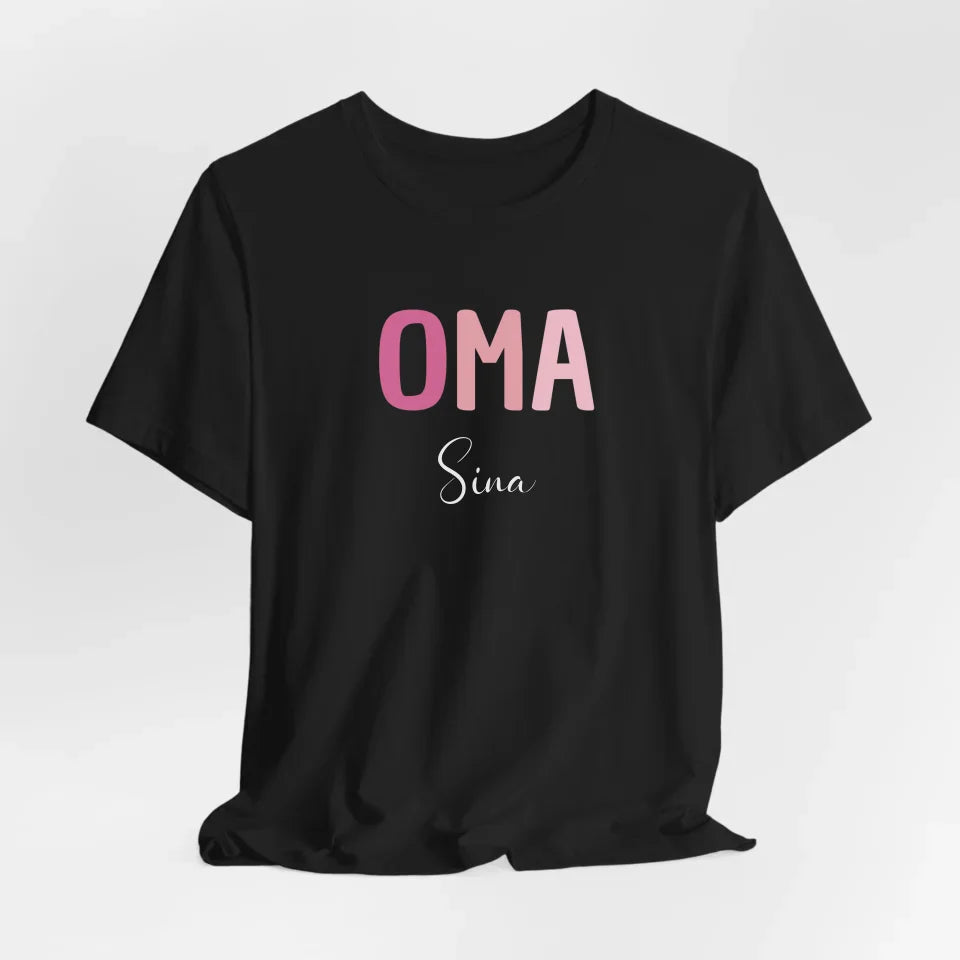 Printify Lila Oma T-Shirt mit Namen personalisiert T-Shirt Oma Design 5 Black