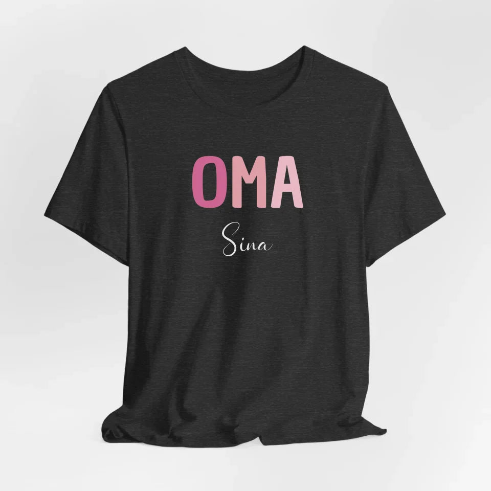 Printify Lila Oma T-Shirt mit Namen personalisiert T-Shirt Oma Design 5 Dark Grey Heather