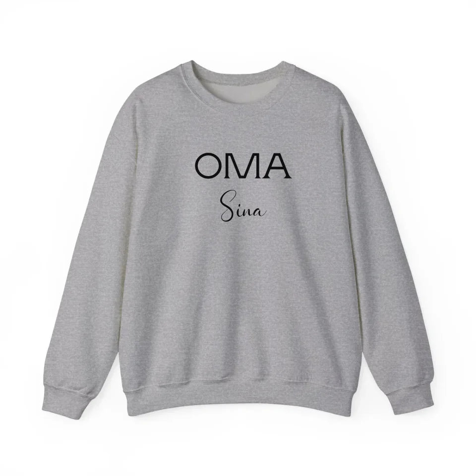 Printify Oma Sweatshirt mit Namen personalisiert Sweatshirt Oma Design 3 Sport Grey