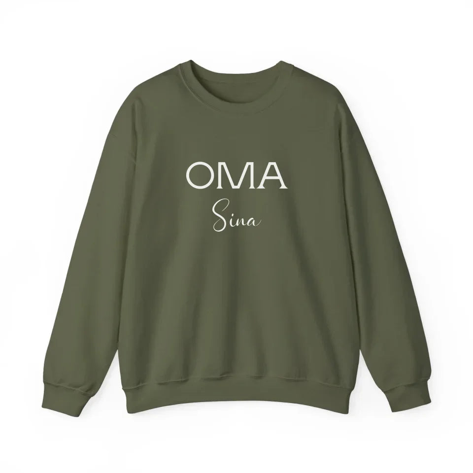 Printify Oma Sweatshirt mit Namen personalisiert Sweatshirt Oma Design 3 Military Green