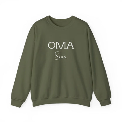 Printify Oma Sweatshirt mit Namen personalisiert Sweatshirt Oma Design 3 Military Green