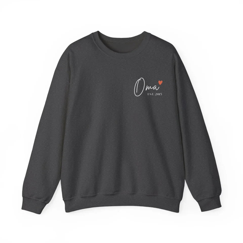 Printify Sweatshirt Oma mit Datum Sweatshirt Oma Design 1 Dark Heather