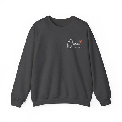 Printify Sweatshirt Oma mit Datum Sweatshirt Oma Design 1 Dark Heather