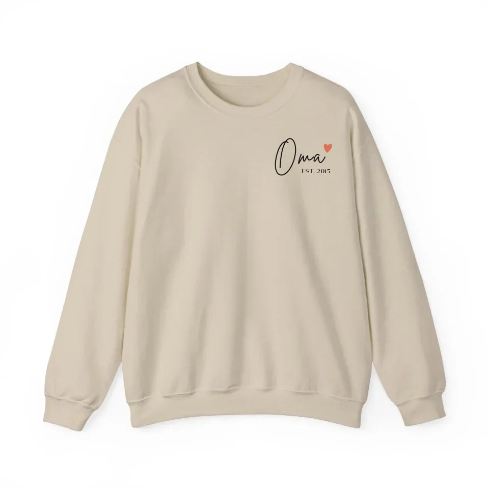 Printify Sweatshirt Oma mit Datum Sweatshirt Oma Design 1 Sand