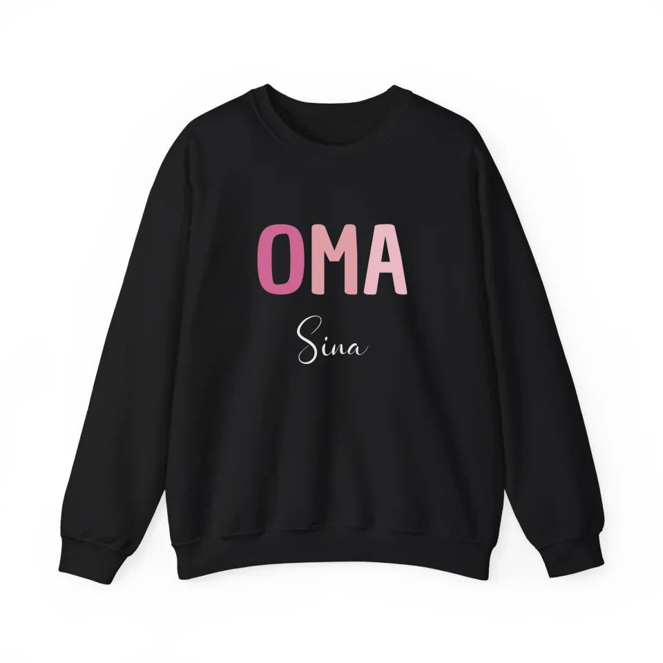 Printify Lila Sweatshirt Oma mit Namen personalisiert Sweatshirt Oma Design 5 Black