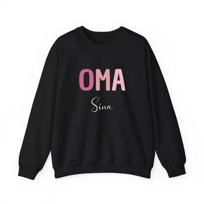 Printify Lila Sweatshirt Oma mit Namen personalisiert Sweatshirt Oma Design 5 Black