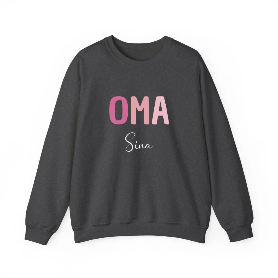 Printify Lila Sweatshirt Oma mit Namen personalisiert Sweatshirt Oma Design 5 Dark Heather