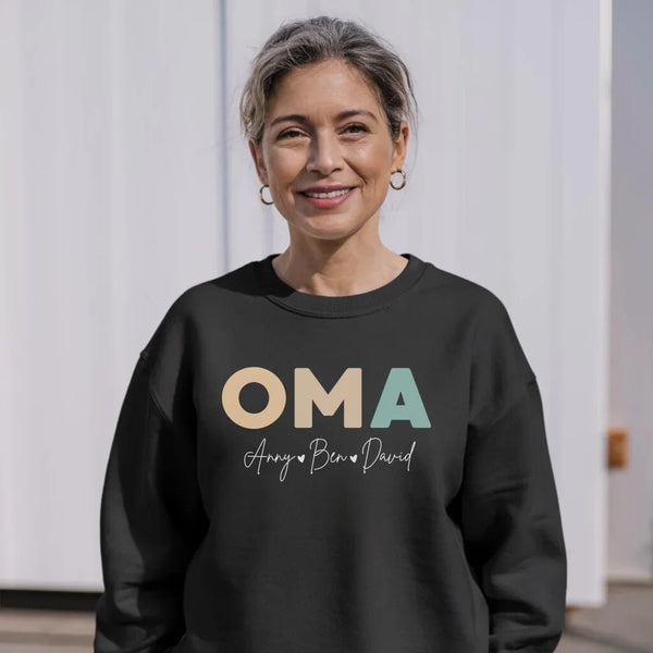 Neutrales Oma Sweatshirt personalisiert mit Namen