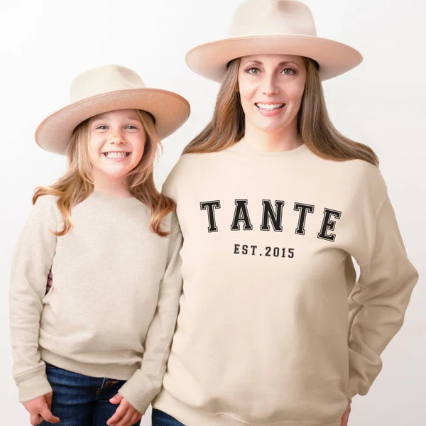 Sportliches Tante Sweatshirt mit Datum personalisiert
