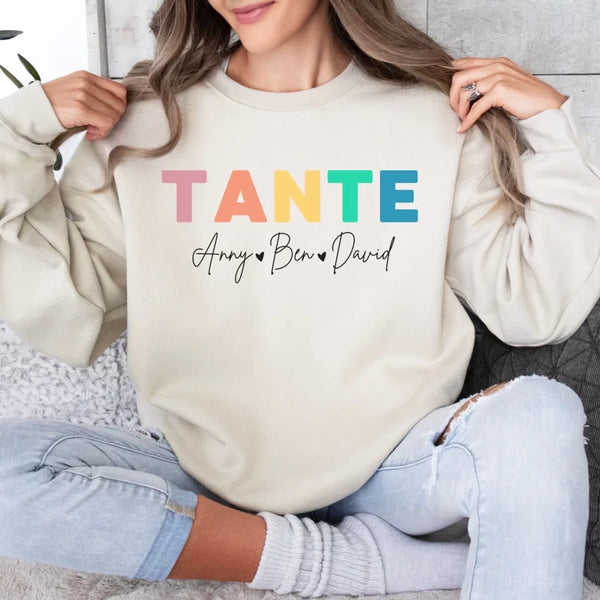 Buntes Tante Sweatshirt mit Namen