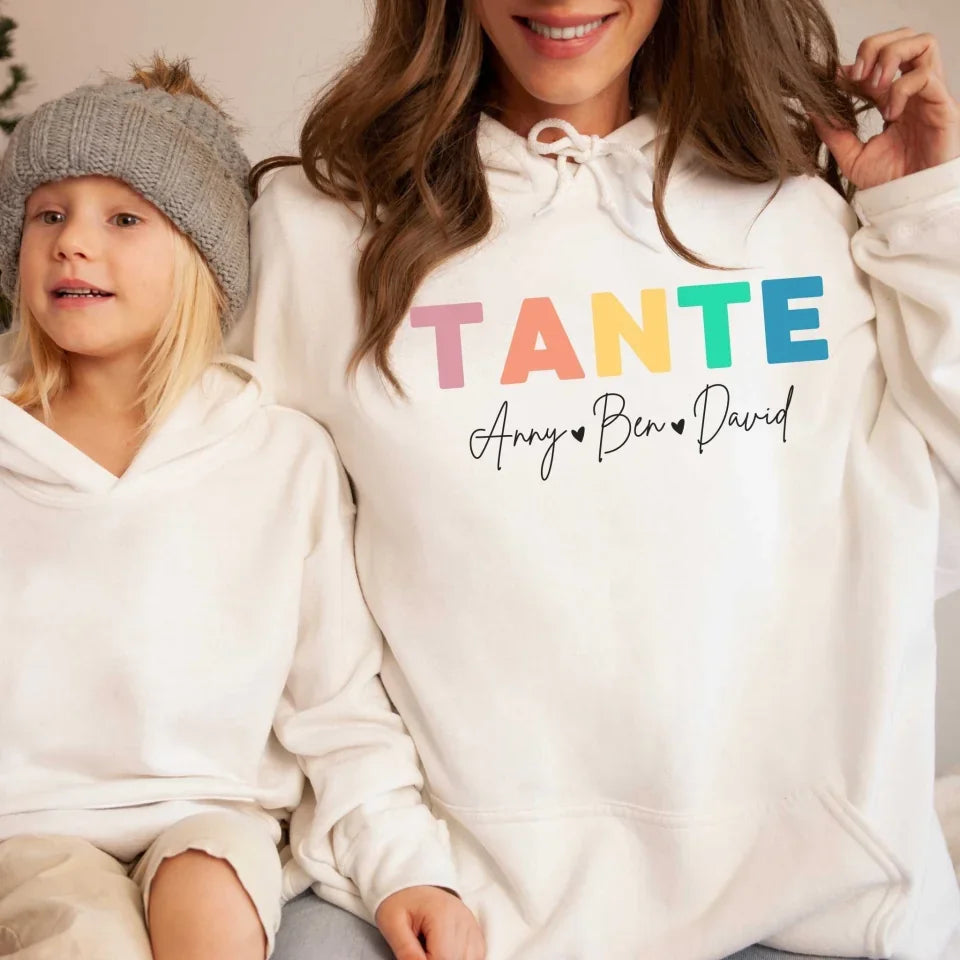 Printify Bunter Tante Hoodie mit Namen