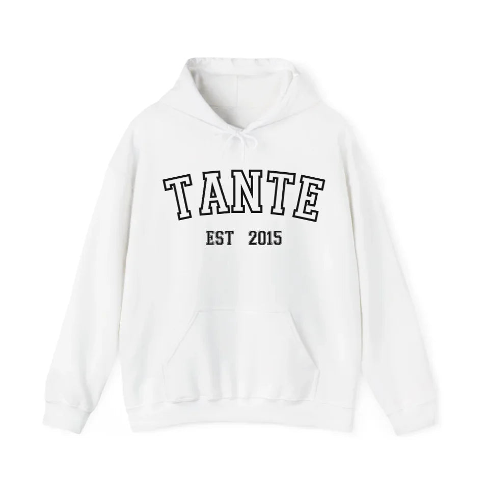 Printify Tante Hoodie mit Datum personalisiert