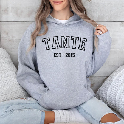 Printify Tante Hoodie mit Datum personalisiert Hoodie Tante Design 5 Sport Grey