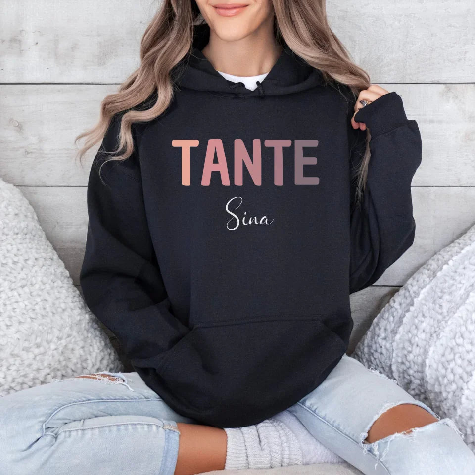 Printify Hoodie Tante personalisierbar Hoodie Tante Design 7 Black