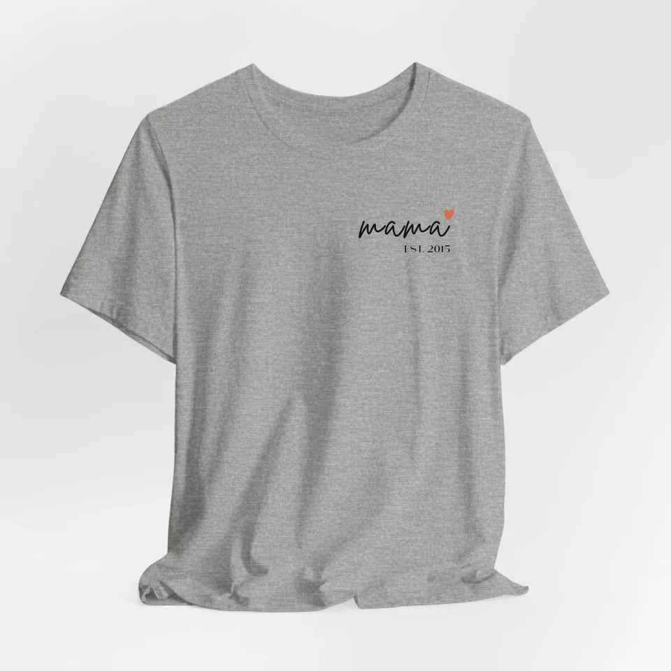 Printify Personalisiertes Mama T-Shirt mit Datum und Herz