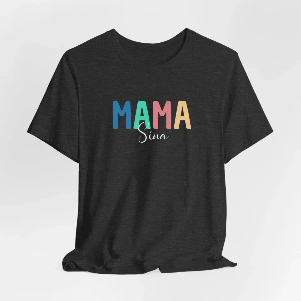 Printify Buntes T-Shirt Mama personalisierbar mit Namen