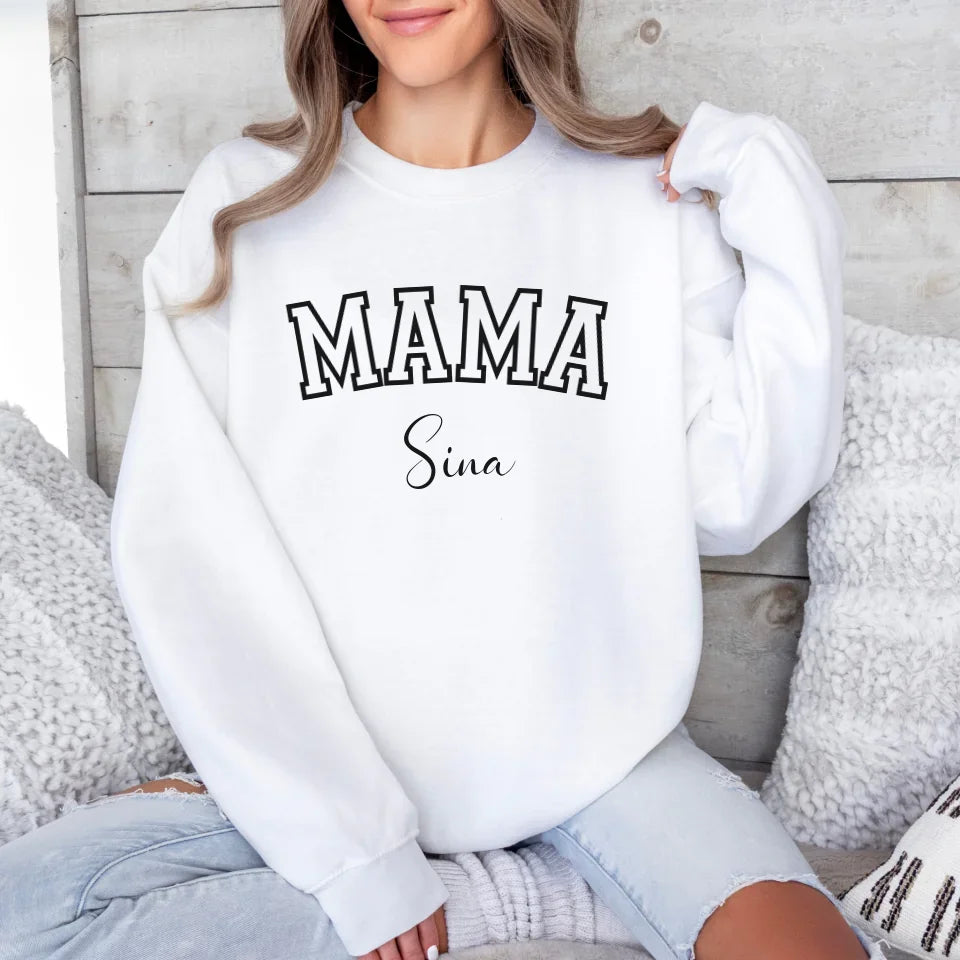 Printify Personalisierbares Mama Sweatshirt Sport Datum Sweatshirt Mama Design 14 White