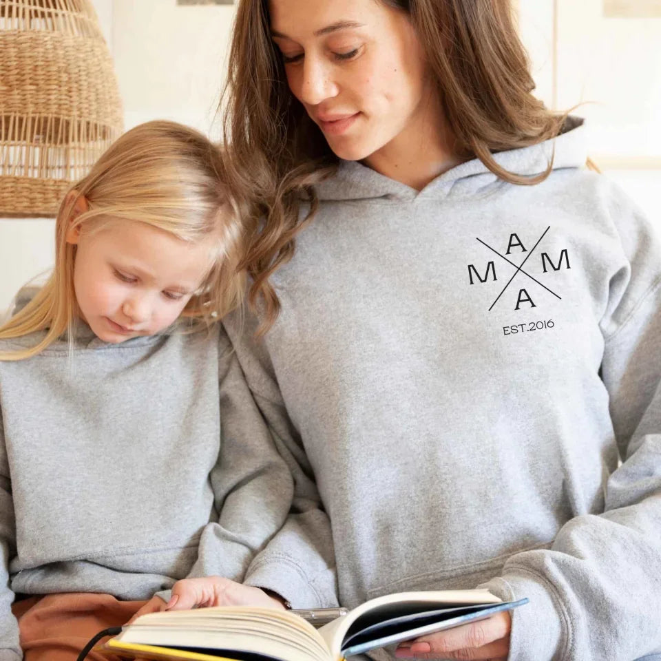 Printify Personalisierter Mama Hoodie mit Kreuzmotiv Hoodie Mama Design 5 Sport Grey