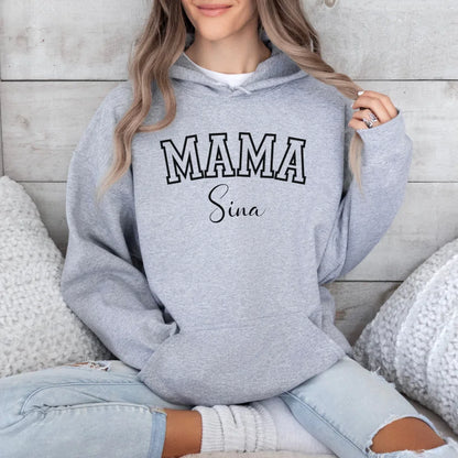 Printify Personalisierter Mama Hoodie Sport mit Namen Hoodie Mama Design 14 Sport Grey