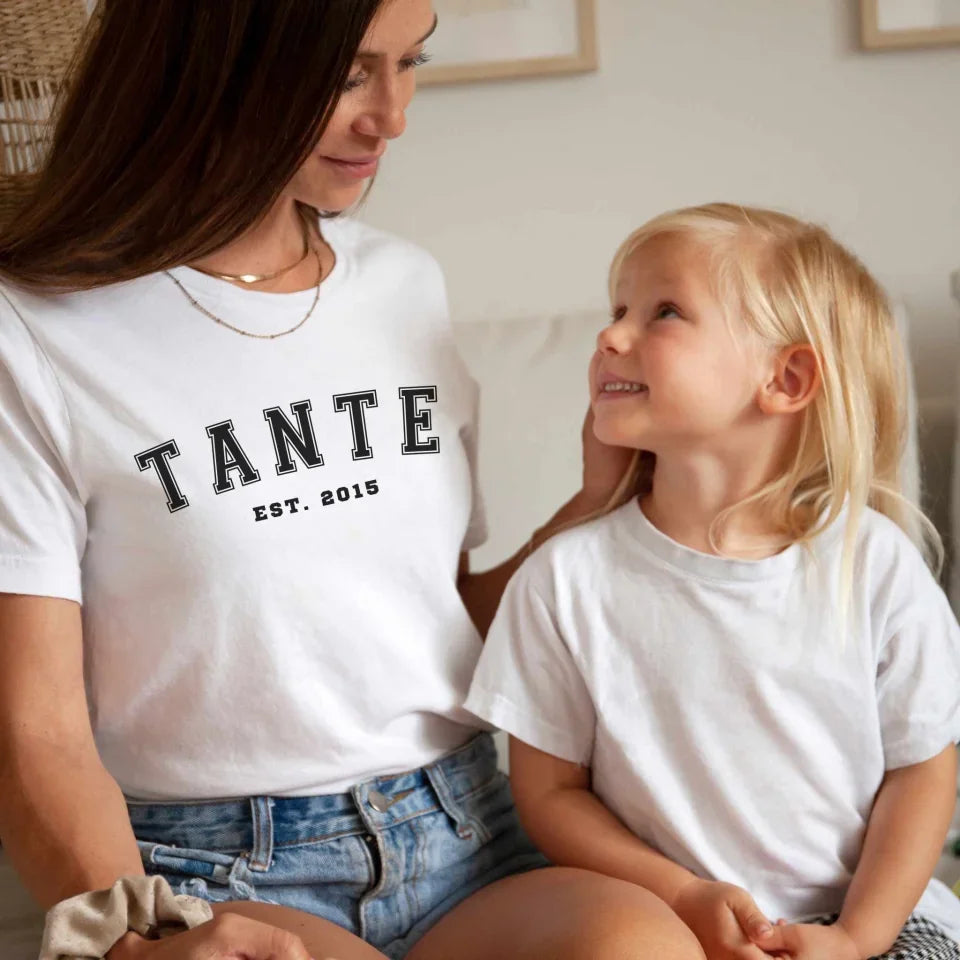 Printify T-Shirt Tante personalisierbar mit Datum