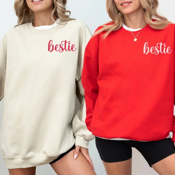 Personalisierbares Sweatshirt Bestie mit Herz