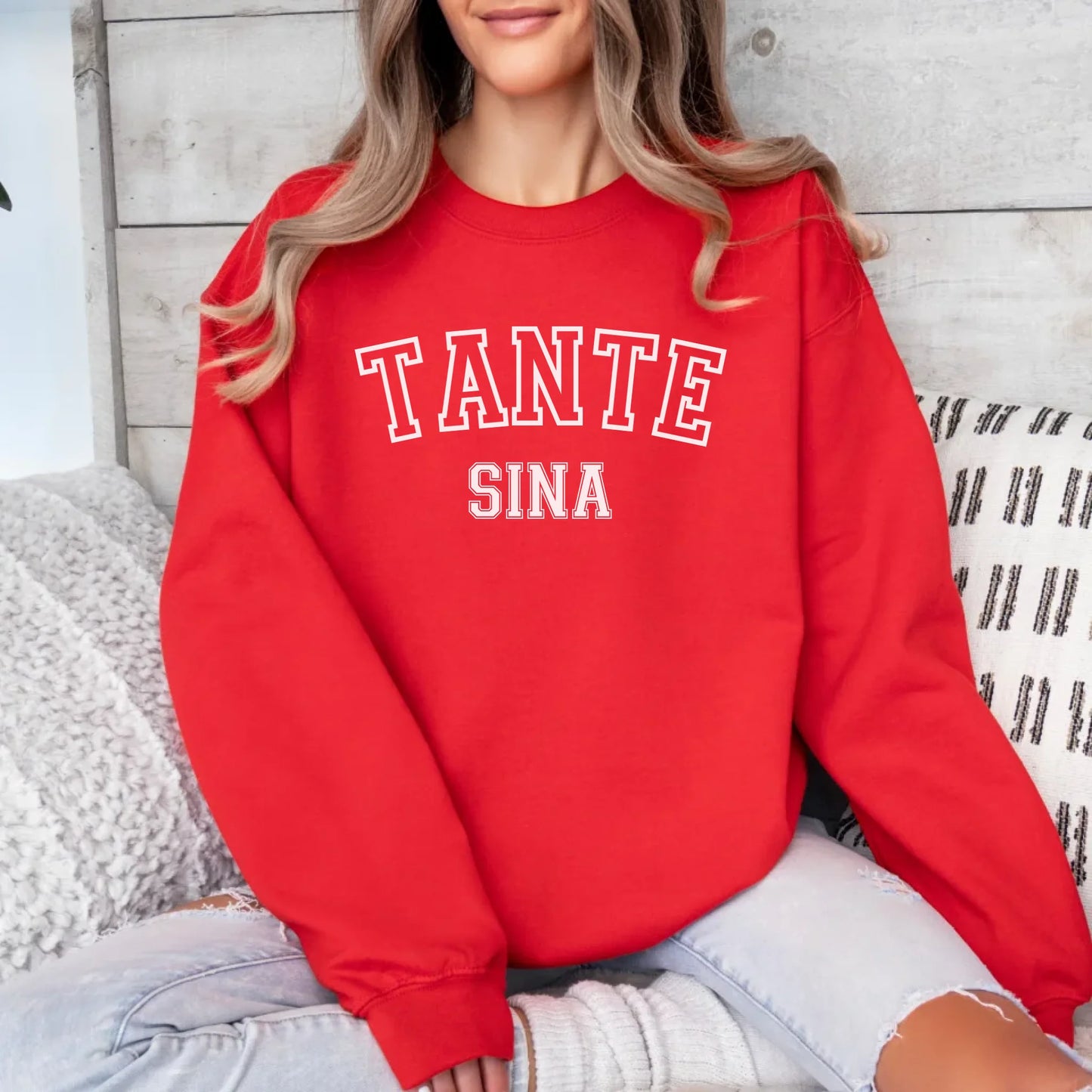 mamagibt Sportliches Tante T-Shirt mit Datum personalisiert Sweatshirt Tante Design 9 Red