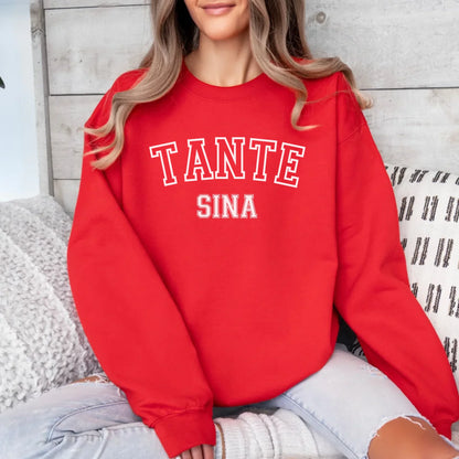 mamagibt Sportliches Tante T-Shirt mit Datum personalisiert Sweatshirt Tante Design 9 Red