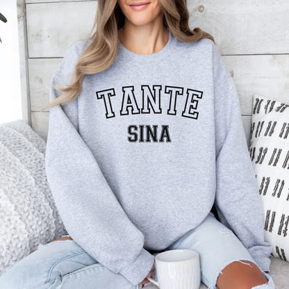 mamagibt Sportliches Tante T-Shirt mit Datum personalisiert Sweatshirt Tante Design 9 Sport Grey