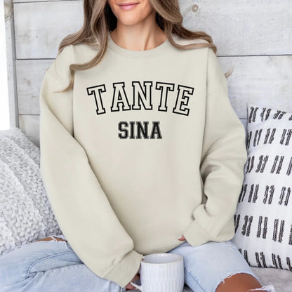 mamagibt Sportliches Tante T-Shirt mit Datum personalisiert Sweatshirt Tante Design 9 Sand